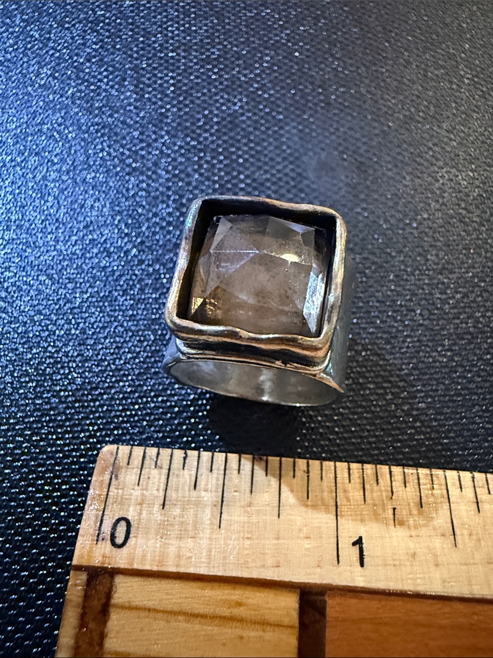 Silpada Sterling Silver Smoky Quartz Square Ring - Smoky Gray - Picture 2 of 7